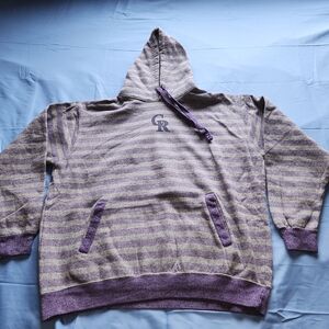 Stitches Purple and Gray Striped Zip Up Sweater